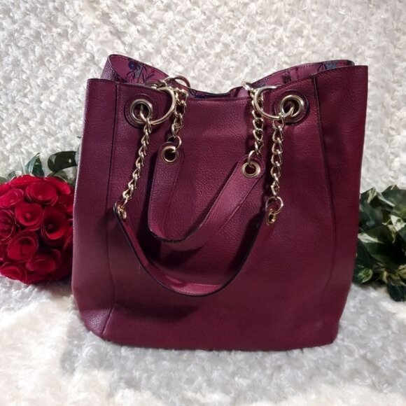 Steve Madden Scarf Large Tote Bag Purse Matching Makeup Bag - Picture 5 of 7